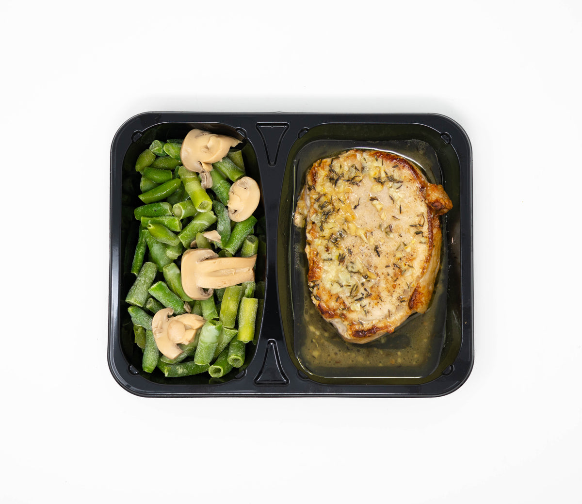 Dijon Honey Pork Chops & Green Beans/Mushrooms Simple Bites Meals