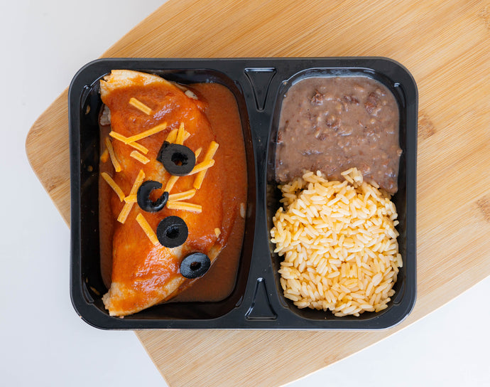 Chicken Enchilada with Mexi Rice & Refried Beans