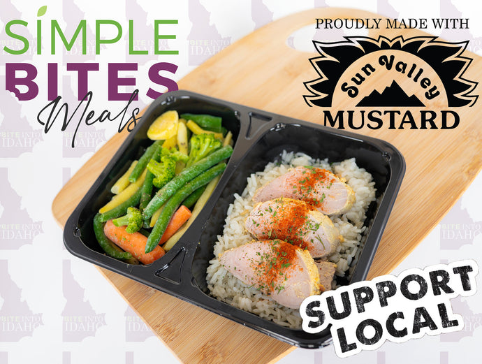 Spicy Sweet Sun Valley Mustard Pork Tenderloin with White Rice & Mixed Veggies